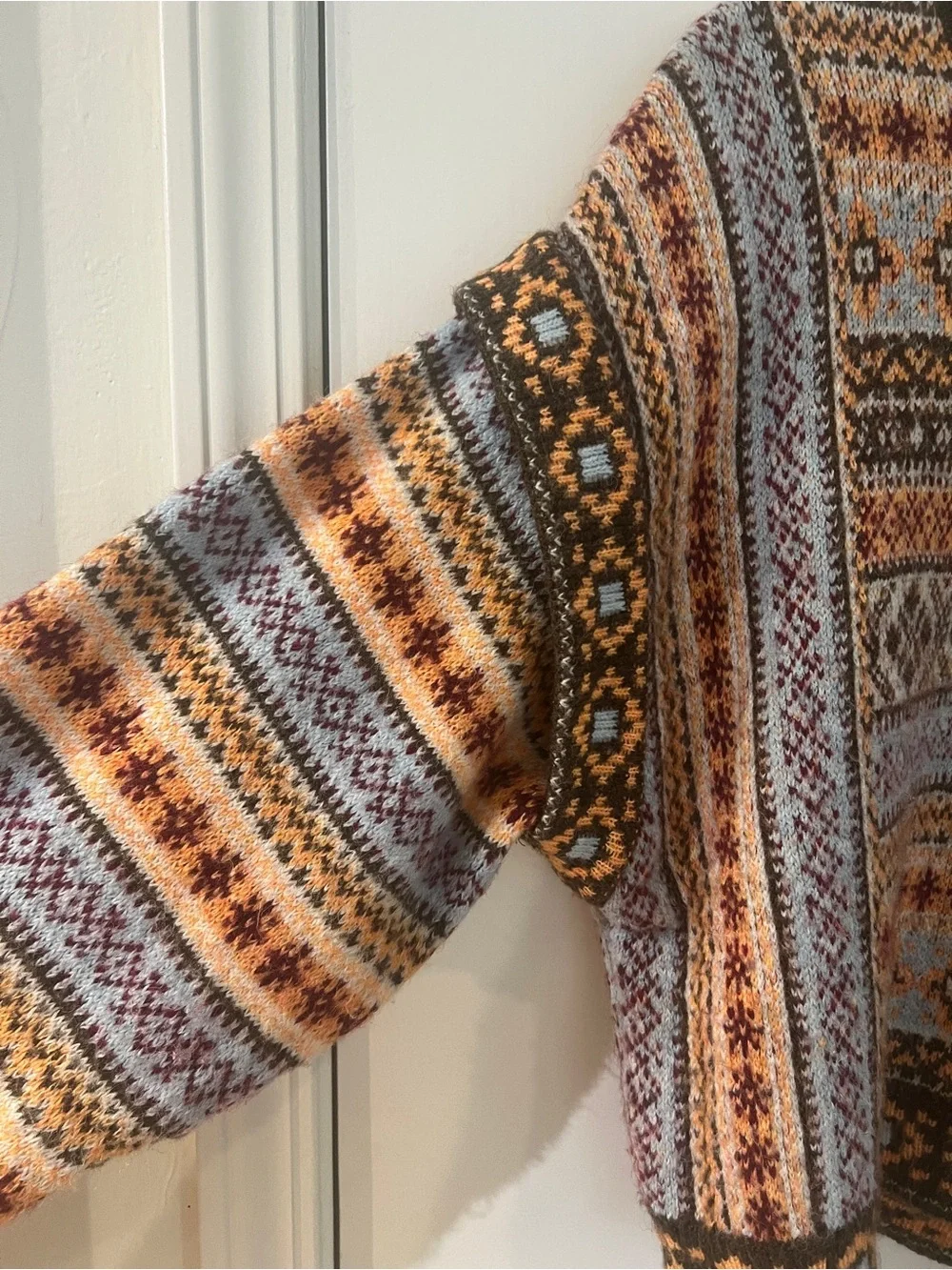 Mango Multicolor Fair Isle Turtleneck Sweater - Blue, Brown, Cream